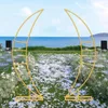 Decorative Flowers 200CM Gold White Crescent Moon Wedding Arch Frame Party Framework Stand Floral Rack Pair Iron