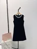 Designer Casual 2024 New Style Handmade Beaded Round Neck Sleeveless High Waist Slim Fit A-line Short Dress