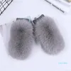 Five Fingers Gloves Women Winter Luxury Real Fox Fur Gloves Wool Kintting Mittens Girls Ski Warm Fur Mitts Lady Wrist