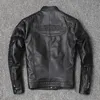 Veste de moto en cuir véritable pour hommes, Style motard, manteau de printemps Slim en peau de vache, 240103