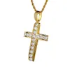 Lieferant Mode Einfacher Schmuck Diamant Iced Out Big Cz 24k vergoldete Zirkonia Diamant Kreuz Anhänger Halskette