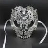 Party Masks Masks Wholesale Black Fl Face Skl Men Women Metal Laser Cut Sier Masquerade Party Gold Red Ball Rhinestone Prom Venetian D Dhyqm