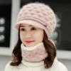 Märke Autumn Winter Beanies Caps Women Warm Wool Siamese Bib Hats Female Rabbit Hair Windproof Velvet Cap Hatts Wholesale 240103