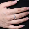 Cluster Rings GEM'S BALLET June Birthstone Dainty Ring Rainbow Moonstone Promise 925 Sterling Silver Engagement Gift For Her