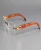 Rimless Glasses Frame Optical Eyewear Wood Gold Clear Lens Men Eyeglasses Frames Fashion Sunglasses Frames with box2598702