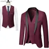 Costumes pour hommes Blazers Robe de soirée de mariage 3 pièces veste + pantalon + gilet hommes costume ensemble Slim Fit smoking mâle Blazer personnalisé Style britannique mariée vêtements Q230103