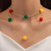 Choker Fun Jewelry Cartoon Śliczny kolorowy mały futrzany naszyjnik kobiet wielowarstwowy dekoracyjny naszyjnik