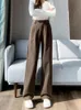 Autumn/Winter Pants for Women Loose Straight High Waisted Wool Elegant Women's Pants Casual Fashion Wide Legs Full Women Pants 240102