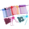 Bolsas de joias 100 peças 4 por 6 polegadas Sacos de presente de organza com cordão para lembrancinha de festa de casamento (multicolorido)