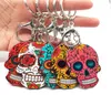 Nyckelringar Skull Nyckelring Calavera Mexikansk söt söt socker Big hummer Key Chain Keyring Halloween Akryl Ring Bag Charms4899466