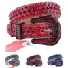 Bälten Red Punk Belt Cowgirl Y2K Male Cowboy Bling Crystal Pin Buckle Luxury Designer för män Western Rhinestone Cintos256R