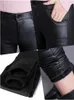 Damenhosen Schwarz PU-Leder Frauen Herbst Winter Koreanischer Stil Streetwear Slim Hohe Taille Hose Strumpfhosen Knöchel Bleistift Für