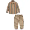 printemps et automne nouveaux garçons costume enfants designer à manches longues style britannique B chemise à carreaux maison pantalon long décontracté ensemble deux pièces ensembles de vêtements taille 90-140 cm B5