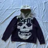 Y2K Hoodies Winter Skull Wzór polarowy bluza Pullover Hip-Hop Retro Street Loose Harajuku Gothic Top Streetwear 240102