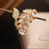 Cluster Rings Fashion Super Shiny Zircon Leaf Shaped Ring For Women Personality And Elegant Adjustable Opening Golden Color