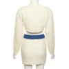 Sukienki robocze 10 Przedmioty hurtowe Zestawy spódnicy Y2K 2024 Patchwork Dwuczęściowy zestaw damski Sweter Mini K12775