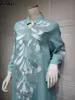 Abbigliamento etnico Zigui Robe Marocaine Femme Ricamo floreale argentato Abito a maniche lunghe verde chiaro Elegante Abaya Ramadan