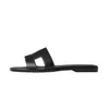 Luxury Women's Casual Sandals Högkvalitativa läderstrandslippare Ladies Classics Slide Shoes Female Flip Flops Sandal H045441