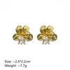 Studörhängen koreansk guldfärgblomma för kvinnor söt zirkon örhänge piercing brosk öron ring kvinnors estetiska smycken gåva