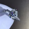 T GG Luxury 925 Sterling Gümüş Alyans Parmak 4ct Oval Kesim Elmas Yüzük Kadın Nişan Mücevher Anel