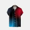 Herr t skjortor mens 3d digital tryckning ficka spänne lapel kort hylsa skjorta metall blus krage pyjama smal fit