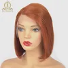 Density Ginger Orange Colored 13x1 Lace Human Hair Wigs 613 Short Bob Wig T Part For Black Women Nabeauty Remy