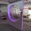 Party Decoration LED Acrylic White Square Stand With Round Circle Backdrop For Birthday Wedding