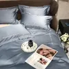 Bedding Sets 2024 Long-staple Cotton Four-piece Bed Linen Stitching Embroidery Plain Color Light Luxury Style Blue Khaki