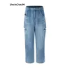 UncleDonJM lavé Vintage côté déchiré décontracté jean ample bleu Y2k hommes en détresse Baggy surdimensionné Denim 240102