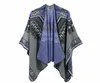 Nya kvinnor vinter etniska abstrakt mönster förtjockad kappa cape wrap poncho sjal halsduk delad dualuse sjal dropp4053941