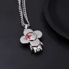 Europe Amérique Mode Style Amour Dessin Animé Collier Hommes Dame Femmes Argent-couleur Métal Gravé Lettre V Rouge Émail Dessin Animé Charme M01295