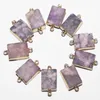 Ожерелья с подвесками из натурального необработанного камня, розовые хрустальные кластерные подвески, гальванический пакет с золотым коннектором, подвески для рук, ожерелье