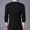 Men's Sweaters Slim Fit V Neck Sweater Knitted Top Long Sleeve Pull Over Solid Color Comfortable And Fashionable Navy Blue
