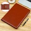 A4 Leather File Folder Business Padfolio for manwomen Document Holder Clipboard Organizer Meeting Pad Office Supply 240102