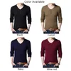 Men's Sweaters Slim Fit V Neck Sweater Knitted Top Long Sleeve Pull Over Solid Color Comfortable And Fashionable Navy Blue