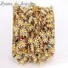 Bracelets 5 Meters, Charm Flower Chain Gold Plated Enamel Flower Beaded Chains for Necklace Bracelet Earrings Diy Jewelry Making