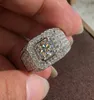 Vecalon Anello maschile di lusso in argento sterling 925 Pave 5A Cz Anelli per fedi nuziali per uomo Gioielli con dita fini3837999