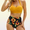 Kvinnors sexig push up bikini set hög midja baddräkt blommig badkläder sommar baddräkt strandkläder 2206206863426