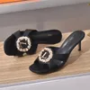 Fransız Marka Lüks Gül Tasarımcı Yüksek Topuklu Sandallar Klasik Eski Çiçek Kadın İnce Topuk Terlik Yüksek kaliteli pahalı gerçek deri moda Yeni Lady Pompalar