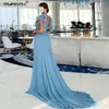 Runway Dresses Chiffon Grey Feather Prom Dress Mermaid Formal Evening Gowns V Neck Saudi Arabia Celebrity Pleat Wedding Party 2024