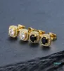 Mens Hip Hop Stud Earrings Jewelry High Quality Fashion Round Gold Silver Black Diamond Earring For Men3391815