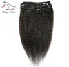 Weaves Yaki Kinky Straight Clip In Hair Extensions 100% Brazilian Human Remy Hair 8 Pieces And 120g/Set Natural Color