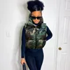 Women's Vests Hirigin Camouflage Vest Women Clip Cotton Stand Collar Zipper Sleeveless Cropped Padded Jacket 2024 Casual Outerwear