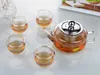 Teaware Sets Clear Glass Coffee Teapot W/ Stainless Steel Filter &4PC Double Wall Cup