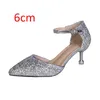 Dress Shoes Gold Pumps High Heels Women Wedding For Bride Party Bling Pointed Toe Stiletto Silver