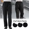 Black Unisex Chef Service Cook Uniform de Partie Executive Long Pant Elastic Restaurant Food 240102