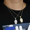 Ketten 2024 Funkelnde Bling CZ Gepflasterte Iced Out Männer Junge Schmuck Volle Hip Hop Coole Hamsa Hand Anhänger Halskette