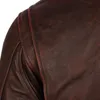 Vintage angustiado jaqueta de couro masculino acolchoado gola de pele 100 bezerro voo homem casaco de inverno m253 240102