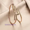 Designer Bangle Car tiress for women and men Light Luxury Nail Bracelet Zircon Micro Inlaid Titanium Steel Open Oval Simple Versatil Have Original Box