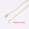 18K Real Gold Silver Plated Stainless Steel Necklace Link Chain Pendent Necklace DIY Jewelry Making Accessories 1mm/ 1.5mm/2mm 45cm Length No Fade Color Anti-allergy